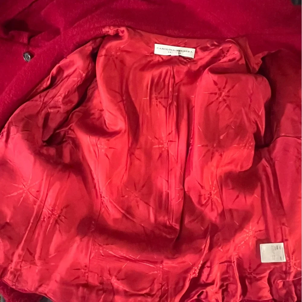 Vintage Carolina Herrera New York Red Virgin Wool Jacket – Size 16 - Picture 16 of 16